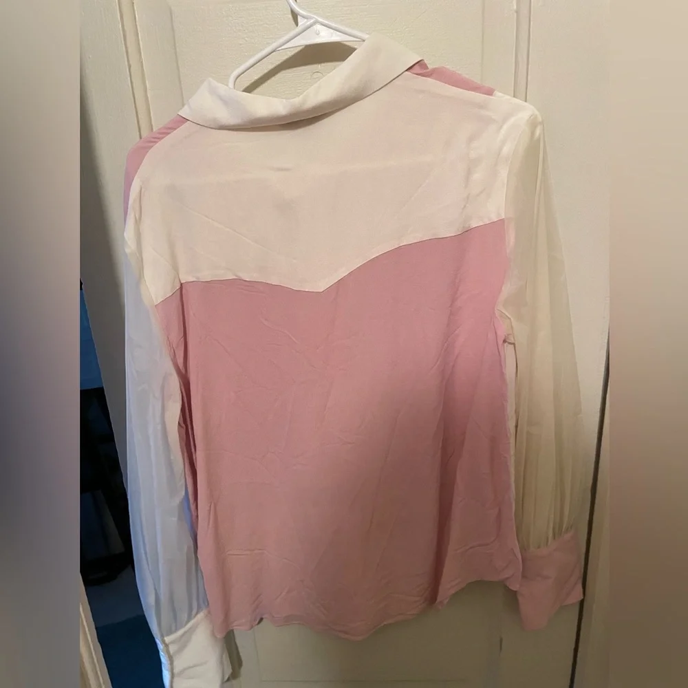 Cute abstract pink and cream button up S, last chance-donating 9/15 - Picture 4 of 4